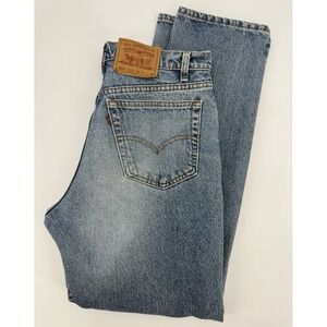 Vintage Levis 555 Jeans Men 34x32 Blue Relaxed Straight Fade Light Wash Made USA